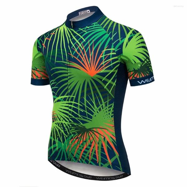 Jackets de corrida WeimoStar Ciclismo Jersey ao ar livre Roupa esportiva de bicicleta verde de bicicleta Use masculino de maillot roupa