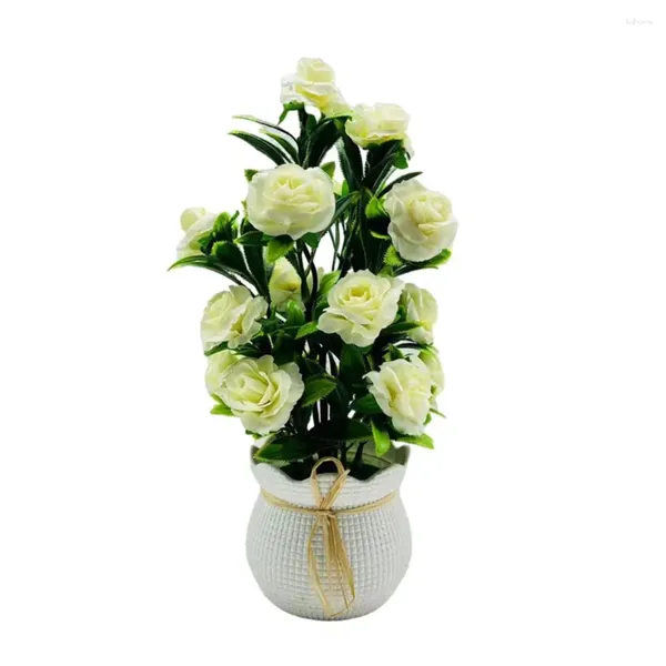 Fiori decorativi Bellissima disposizione floreale in finto pianta in vaso bonsai artificiale per decorazioni per la casa in ufficio simulato verde con plastica