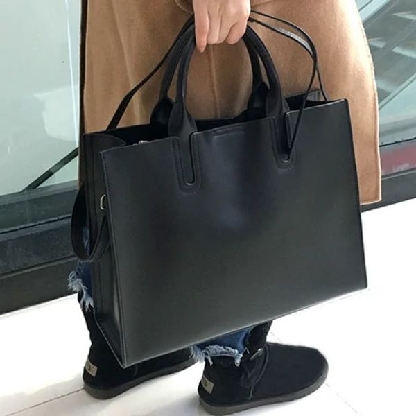 Promoção de vendas de baldes! Mulheres casuais Bolsa de couro genuíno Big Women Bags de ombro de luxo Messenger Bolsa Bolsa fêmea de alta qualidade