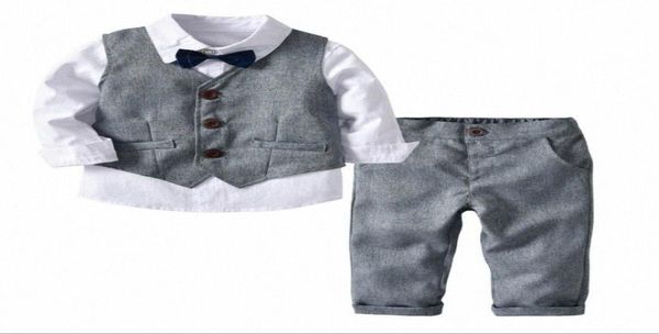 Nuovo Student Suit Child Boy Suit White Shirt Stupt Pants 3pcs Gentleman Baby Boy Basy Clothes 1S6i2493070