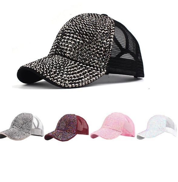 Women Hat Summer Women Hat Rhinestone Cap da baseball Female Baseball Magh Bling Bling Diamond Cap da baseball Casquette Homme A8 PS0379027891