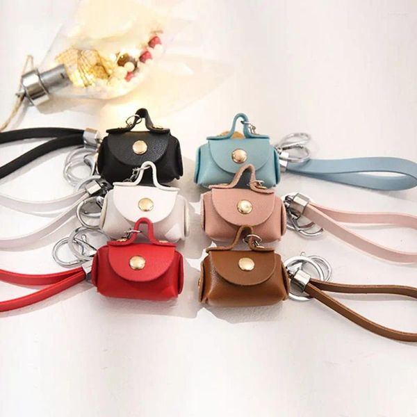 Keychains Kawaii Mini -Tasche Schlüsselbund kreative Schlüsselhörer Kopfhörer Frauen Autotasche Anhänger Schlüsselinhaber Geschenk PU Leder Handtasche Münzbörsen