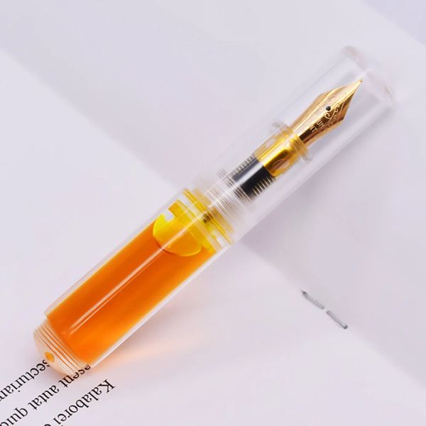 Pens Majohn Wancai Mini Resina Transparente Pen Iridium EF/F NIB 0,38/0,5mm Palm Palm Short Short Reting Office Set