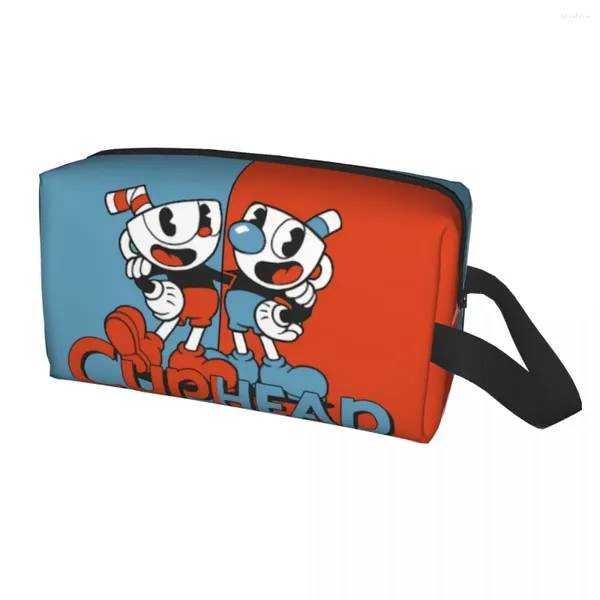 Sacchetti cosmetici personalizzati cuphead mugman borse da viaggio per donne cartoni animati da toeletta per il gioco da toeletta da bagno lady beauty storage kit dopp