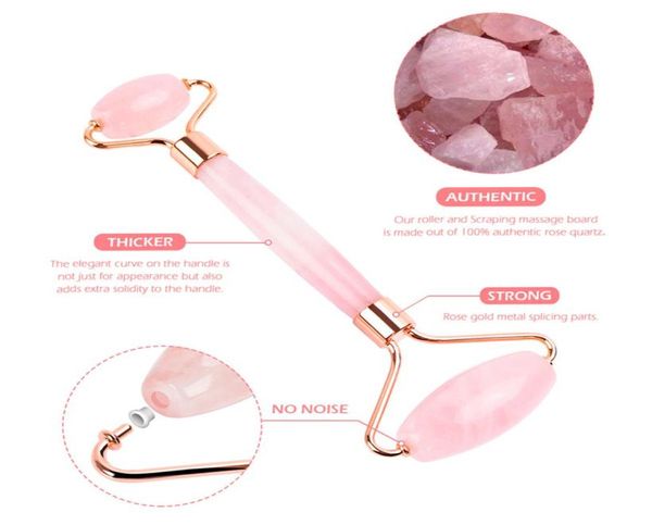 Rose Quartz Roller Strumento di sollevamento del Massager Strumento per massaggiatore Naturale Massage Roller Roller Stone Massage Set di bellezza Box356E4363630