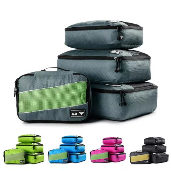 Bolsas de 4 peças Conjunto de viagens Bolsa de armazenamento Conjunto de roupas Classificação Bolsa de armazenamento Moda Mesh Malha de Nylon