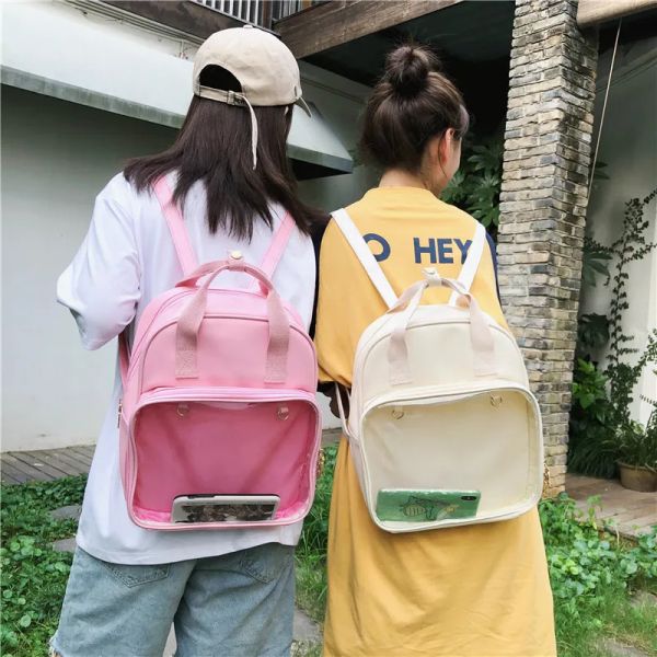 Backpacks Mode Teenager -Mädchen Buchbag klare transparente Frauen Rucksack süße kleine Ita -Taschen für Schule Mini Pink Black Schoolbags
