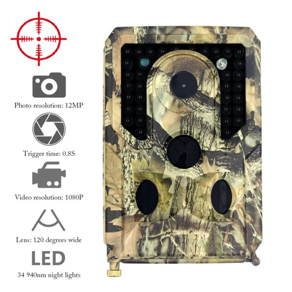 Kameras Outdoor Hunting Trail Kamera IP66 wasserdicht 12 MP 1080p Spiel Scouting Cam Wildtiere Überwachung Nachtsicht Kamera