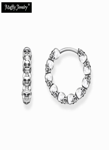 Schädelscharnern kreolische Ohrringsrock039n039Roll Mode Schmuck für Frauen MEN2019 TS GESCHUNG IN 925 STERLING SILVER4803361