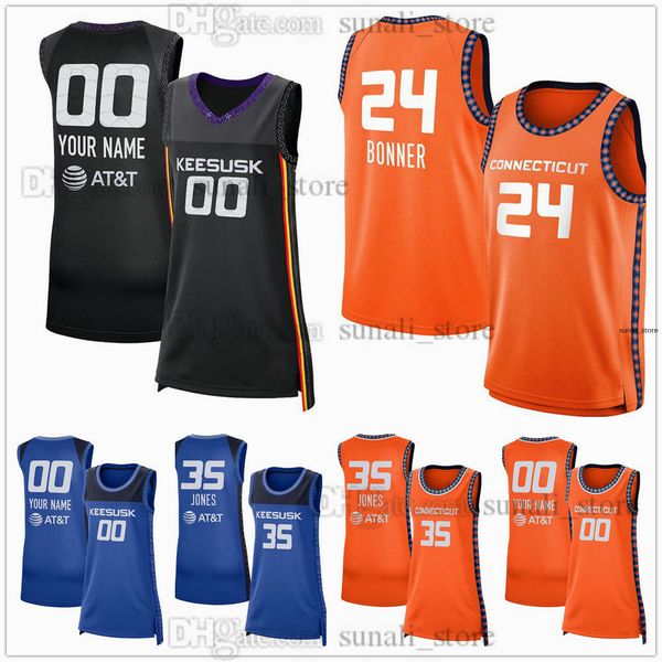 2024 Maglie da basket da basket da donna del Connecticut Sun 24 Dewanna Bonner 35 Jonquel Jones Leila Lacan Mitchell Banham Ndour-Fall Jefferson Willoughby Wiese Carrington