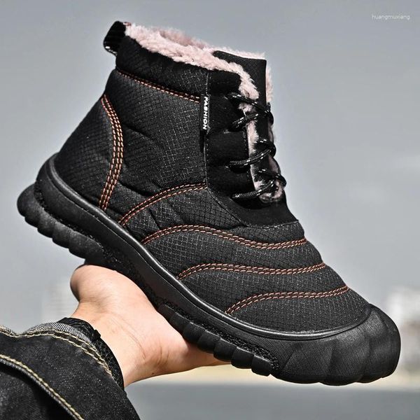 Wanderschuhe Winter warm warmes Fell wasserdichte Schneestiefel Männer Outdoor lässig große Größe 38-46 Baumwoll Männlich hochwertige Nicht-Schlupfchen