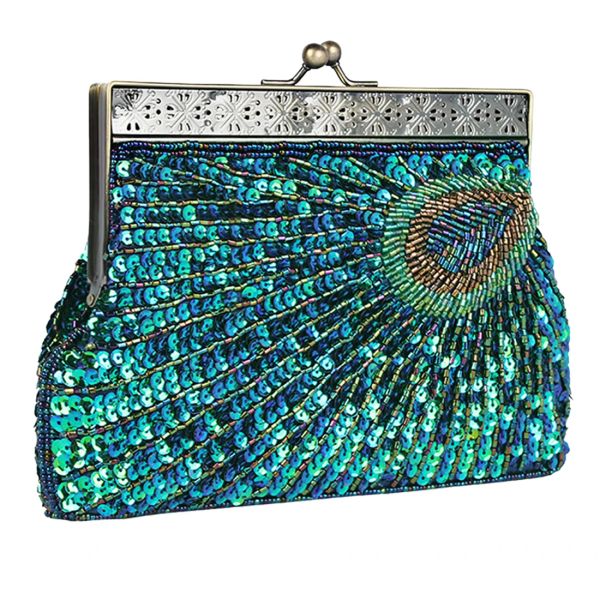 Kupplungen Vintage Peacock Style Frauen Pailletten Abend Clutch Bag Kettenumhängende Umhängetasche Bolsas Mujer für Bankett Hochzeitsfeier Neuankömmling