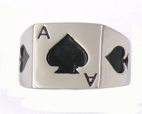 Fanssteel Aço inoxidável Mens vintage ou jóias wemens sinete de poker clássico de poker um anel de sorte 13w77254l4457140