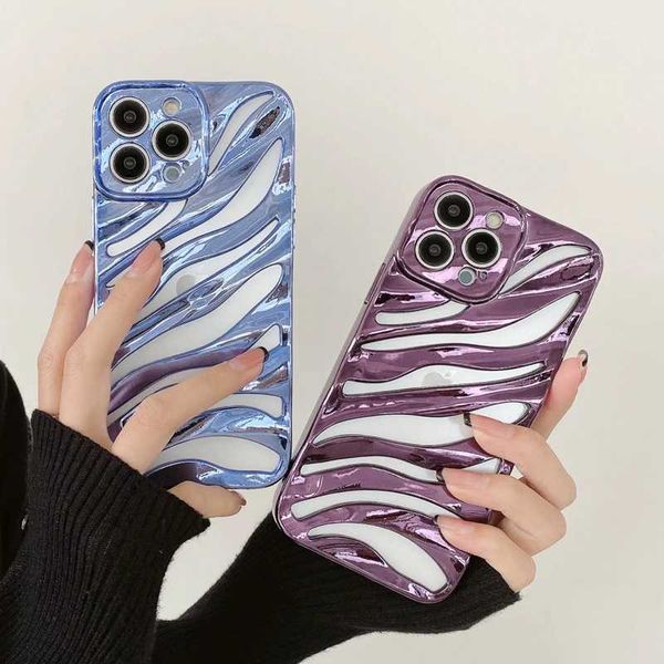 Casos de telefone celular Apple da moda e luxuosa zebra listrada capa Apple de telefone Apple adequada para iPhone 14 13 12 Pro Max Anticolision Silicone S J240418