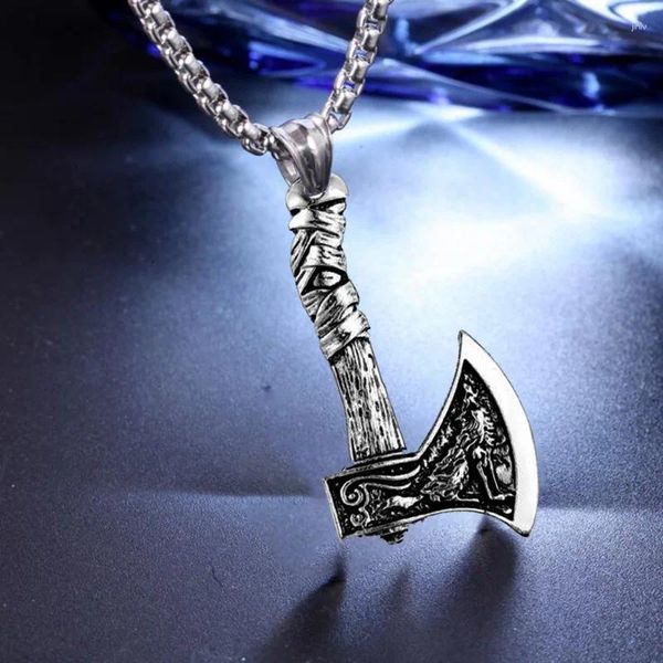 Kolye Kolyeler Vintage Butik Paslanmaz Çelik Viking Kurt ve Odin Crow Axe Kolye Erkek Takı Doğum Günü Hediyesi Toptan