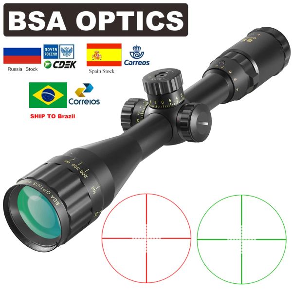 Scopes BSA Optics 416x44 St Tattica Optic Sight Verde Rosso Illuminato Riflescope Capone Fucile Sniper Sniper Airsoft Air Guns