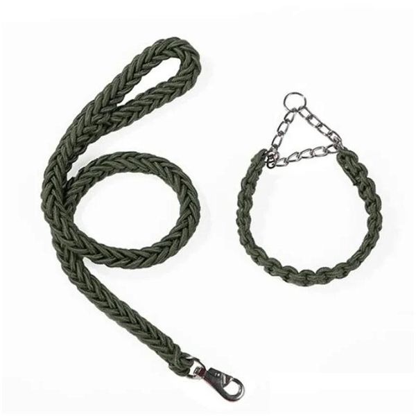 Hundekragen Leinen Leine starke Kragenleine für große Hunde Schwerdett -Nylon -Traktionsseil Blei Metall P -Kette Choke Rottweiler Pitbl Dr. Dho9y