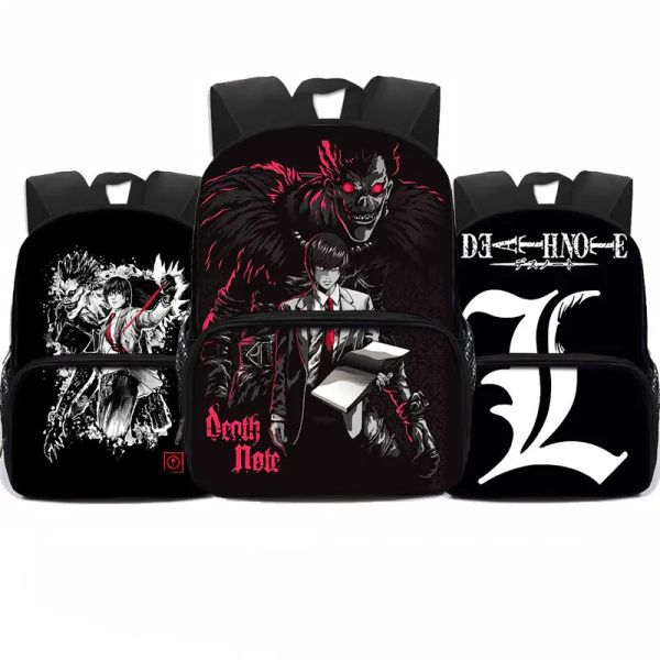 Zaini Anime Giappone Death Note Pattern Schoolbag Bambini Paura da cartone animato Adolescenti Backpack grande Capacità di libro Casual Book Book Book Regalo