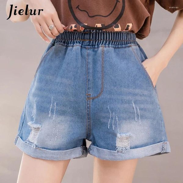 Jeans femminile estate casual donna corta s-5xl size ad alta vita di moda femminile crimping graffiato elastico in denim pantaloncini di jeans