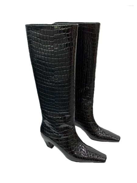 Botas de trabalho pesado temperamento de personalidade sênior de moda bonita 2024 outono e inverno 0124