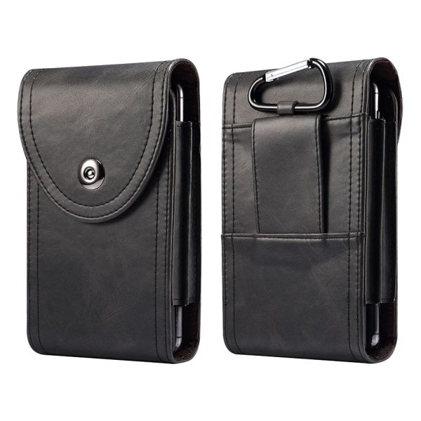 Carteiras Dois bolsos Bolsa de telefonia de couro de carteira para iPhone 14 13 12 Samsung S22 S21 Universal Mobile Bolet Belt Holster Hook