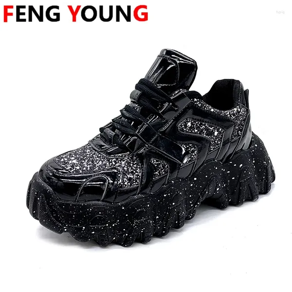 Fitness Shoes Women Platform Plataforma CHUNKY STAWAT Sports Casual Woman Designers Black Leather Lace Up Up Vulcanized