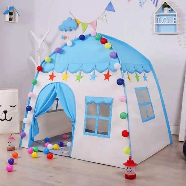 Zelte und Schutzhütten Kinderzelt Indoor Outdoor -Spiele Garten Tipi Prinzessin Schloss Klappbares Cubby -Spielzeug Enfant Room House Teepe Playhouse