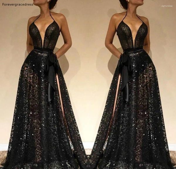 Partykleider 2024 Ankunft Südafrikanische lange Abendkleid Dubai Schwarze Spitzenfeiertag Frauen tragen formelle Abschlussballkleid Plus Size