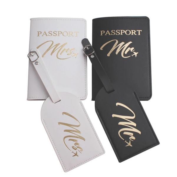 Inhaber Solid Mr Mrs Passport Deckung Gepäck Tag Ehepaar Hochzeitspasspassabdeckung Fall Set Brief Reisehalter Passport Cover CH26LT45