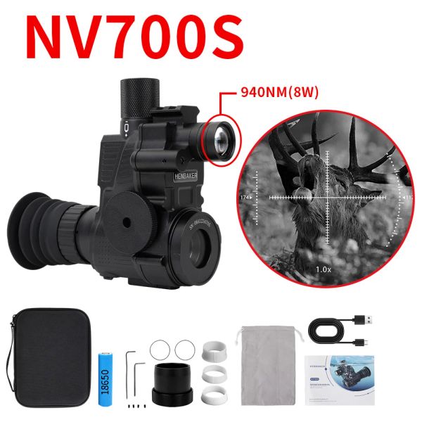 Câmeras henbaker nv710s 940nm Digital Hunting Night Vision Scope Camera Kit com wifi app nv rifle scope came caçando miras de visão noturna