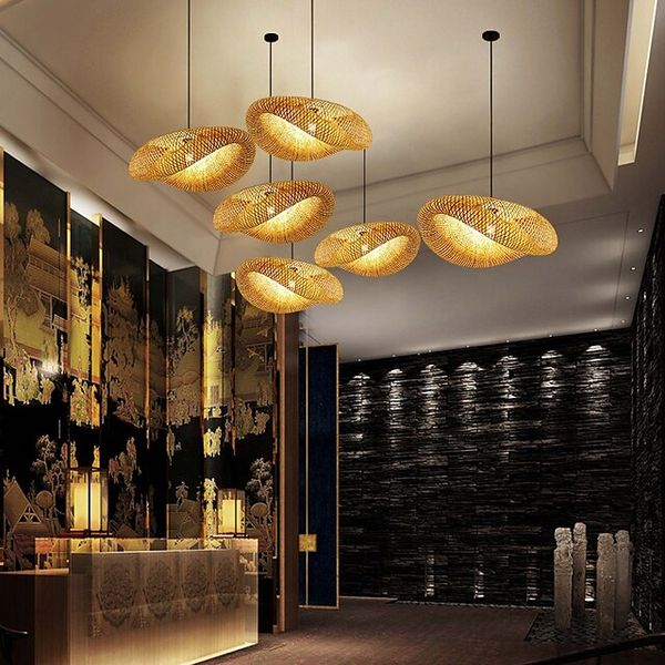 LED Pendnat Light Bamboo Bamboo Design Design lampadario retrò 40 cm Illuminazione del soffitto del lampadario