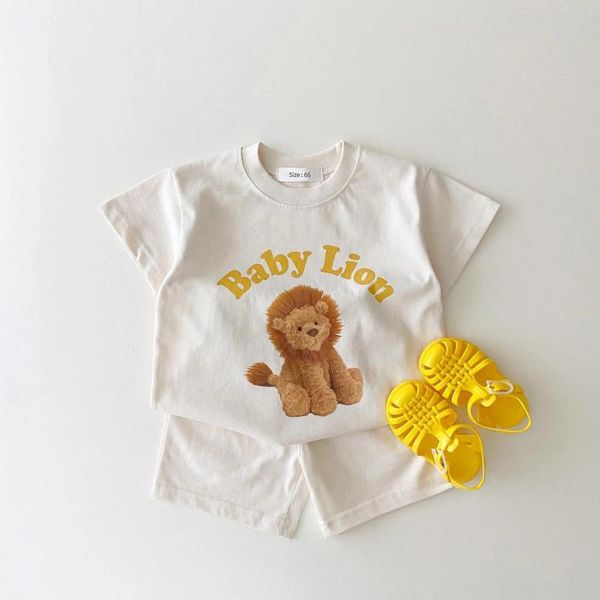 Set di abbigliamento estate baby boy fumetto 3d orso stampato modello a maniche corte a maniche corte top cortometrali
