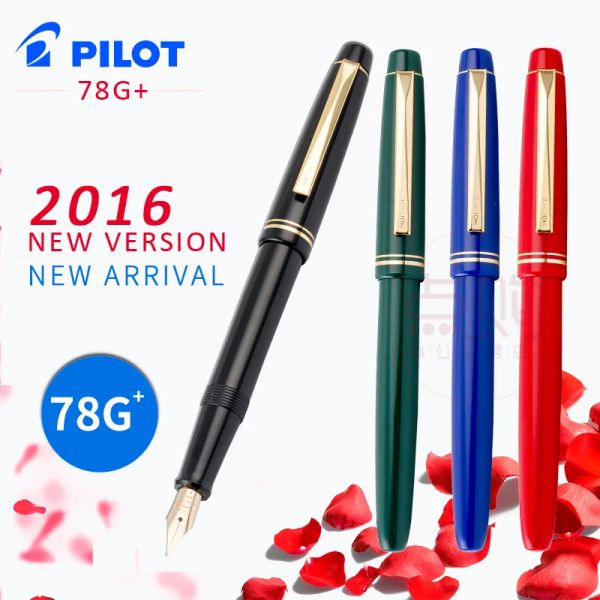 Pens piloto 78g 78g+ 22k Golden Original Iridium Fountain Pen dos estudantes Prática de caligrafia EF F M NIB TINK CARTRIGED CON50 CONVERSOR