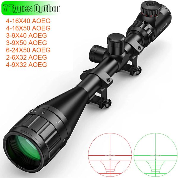 Scopi 39x40 624x50 Aoeg Optics Cavalca Fucile Scope Rossa/Verde Illustrata a giro per la pistola a ciondolo per 20 mm/11 mm Picatinny Rail