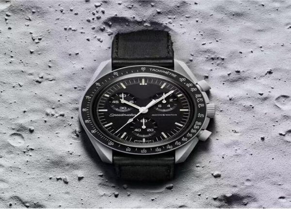 Bioceramic moonswatch Swiss Quqrtz Chronograph Mens Watch Mission SO33R100 к Марсу 42 -мм настоящему огненному красному керамическому белому циферблату Nylon Wi3810227