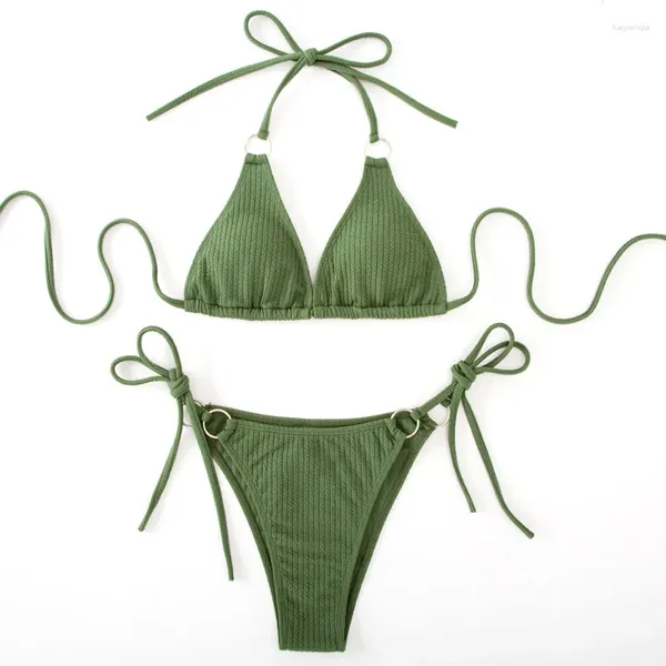 Costumi da bagno femminile sexy a 2 pezzi costumi da bagno a battitura cravatta cravatta cravatta perizoma da bagno bikini set