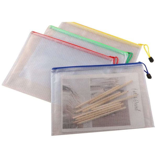 Archival Wholesale Grid File Zipper Bag Waterproof Plastic Filling Pocket Student Stationery Storage Folders Bags A5 Document Files Pockets TH0386 s s s