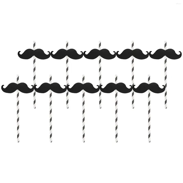 Copas descartáveis palhas 20 pcs talheres de palha de palha decorativa de festa de natal, utensílios de mesa de papel bigode de papel bigode