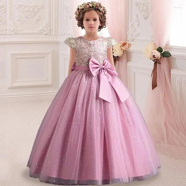 Mädchenkleider Weihnachten Pailletten Stickerei Party Prinzessin Langes Kleid Dinner Ball Big Butterfly Children's 4-12t