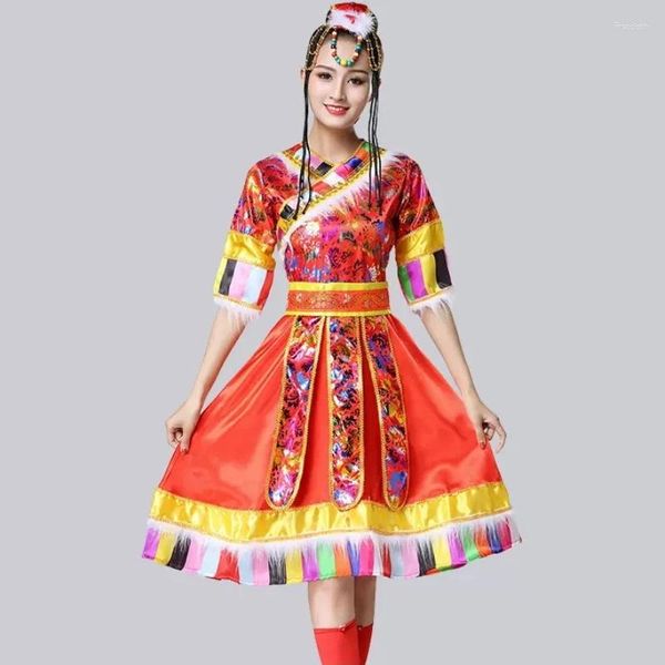 Trajes da Mongólia Chinesa Mongólios Chinês Menino Tibeta Dança Tibetana Damas étnicas Sleeve de água Performance adulto