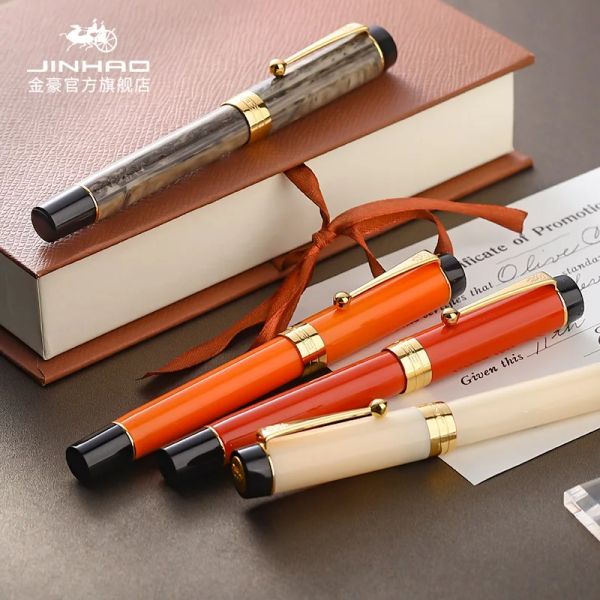 Pens Jinhao 100 Centennial Resina Fonte Pen Fine Penming Com Conversor Golden Clip Business Office, Opção de caixa de presente