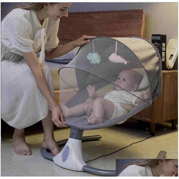 Schaukelstühle hängen Schläfer Krippe Hängematte Mesh Cradle Electric Rocker Swings und Bouncer 2in1 Baby Swing Stuhl Musik Drop Lieferung K OT9BT