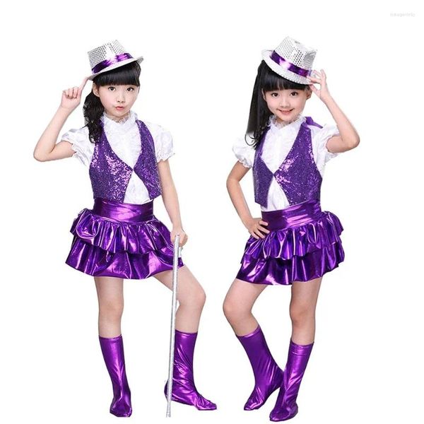 Singues Wear Singers Dance Gonna da ballo moderno per bambini per chitarra jazz abito per esibizioni paillettes costumi