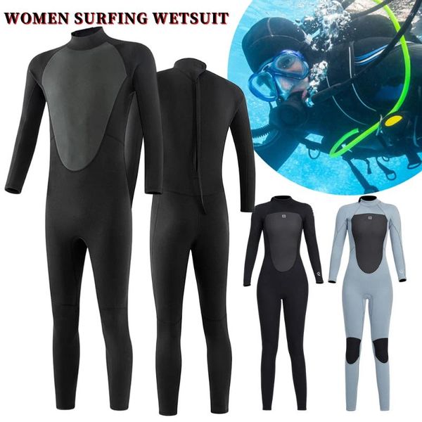Menas de banho feminina homens homens full bodysutuit de traje de bobonete de 3 mm de mergulho de um pedaço de uma peça de nadação elástica de engrenagem de mergulho de mergulho com areia UV Surf de proteção UV