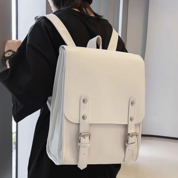 Zaini dcimor New Pu Nyoln Women Backpack Men Fant Belt Travel Bag Fashion Square Bag UNISEX Small Book Boy Boy Girl Cute