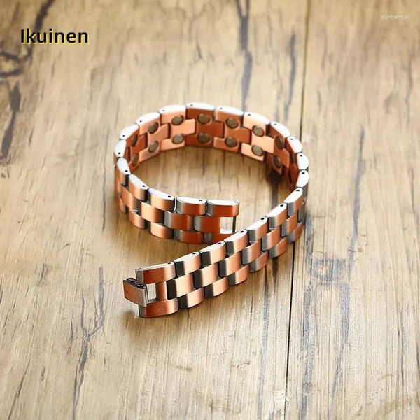 Bracelets de link ikuinen vintage cobre magnético para homens pulseira mangueira de mão -de -obra jóias de natal de energia da corrente de casamento