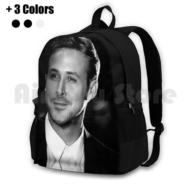 Bolsas Ryan Gosling Caminhando ao ar livre Backpack Travel à prova d'água Ryan Gosling Ryan Gosling Filmes esposa Dirija o jovem papel de parede