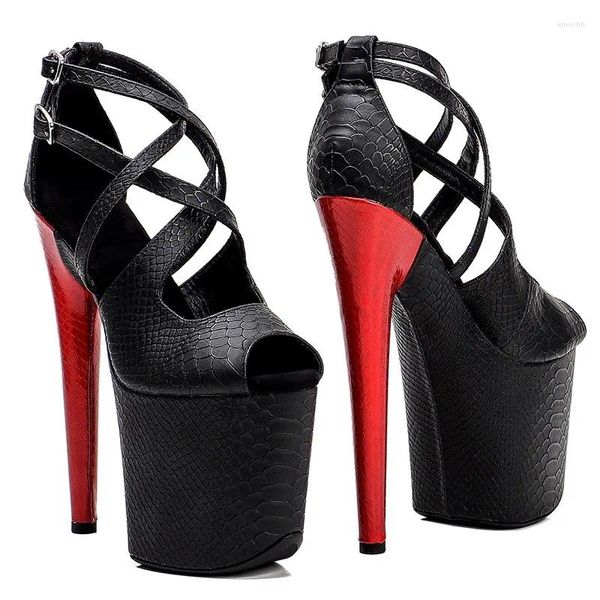 Kleiderschuhe 20 cm/8 Zoll glänzend pu oberes Offobe -Zehenelektroplat Plattform High Heel Sandalen Sexy Model Pole Dance 103