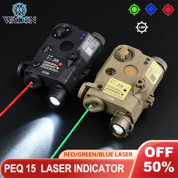 Escopos wadsn airsoft peq15 vermelho verde azul laser branco sem lanterna de arma ir ir para caçar luminária de escoteira 20 mm picatinny trilho