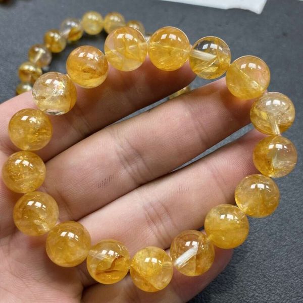 Acessório de geomancas teto natural amarelo mel âmbar âmbar koi goma de flor Bracelete, pulseira de jóias de cristal brilhante em cores